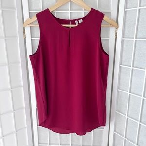 NWT Cato Maroon Red Sleeveless Blouse Keyhole Tank Top | Small